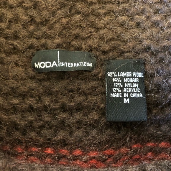 MODA International Women's Brown & Maroon Lambs Wool Funnel Neck Sweater Medium - Picture 5 of 5